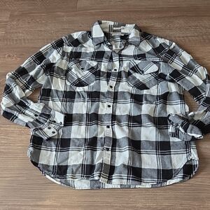Lucky Brand Black and White Plaid Shirt